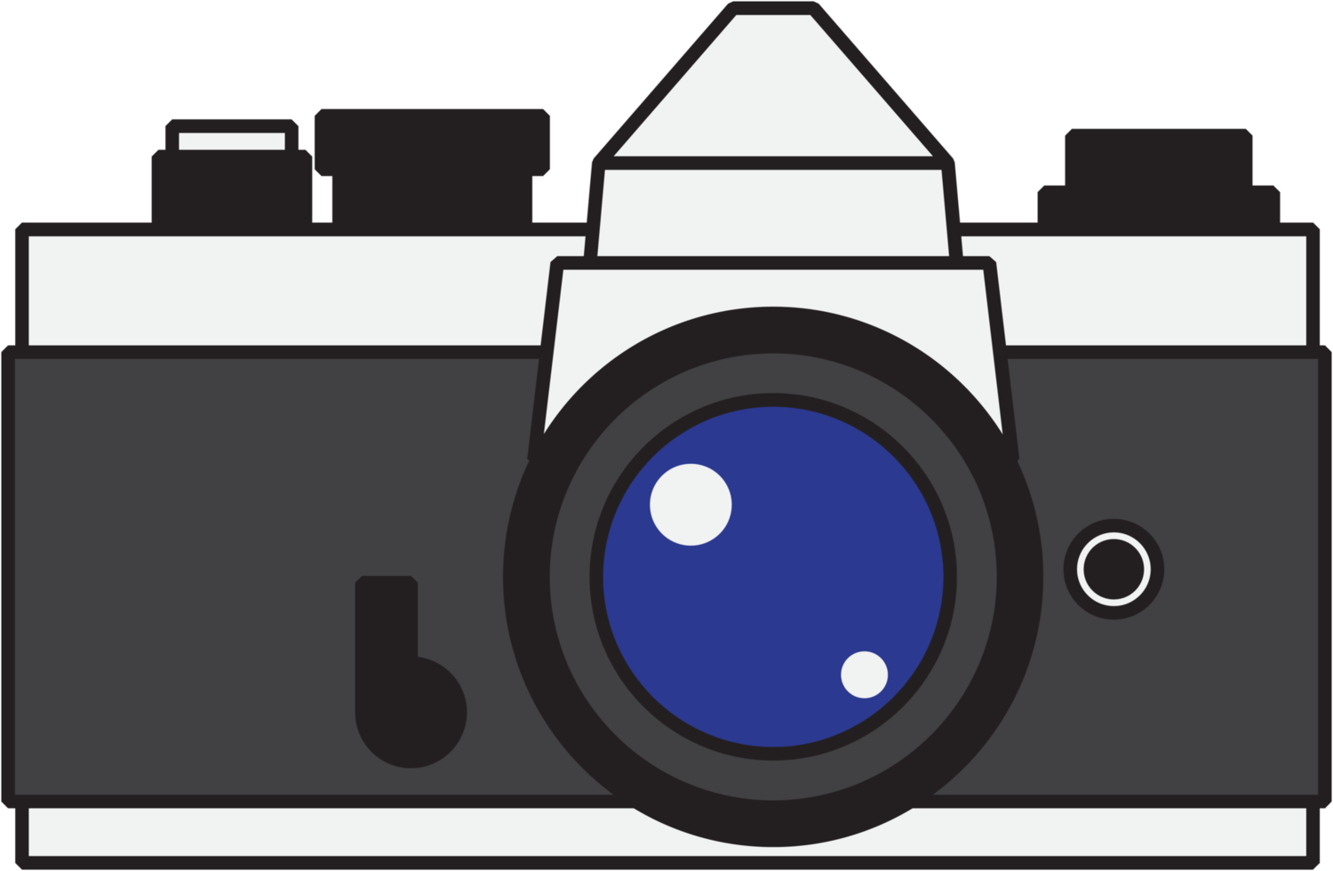 Vintage analog film camera colorful flat design. png