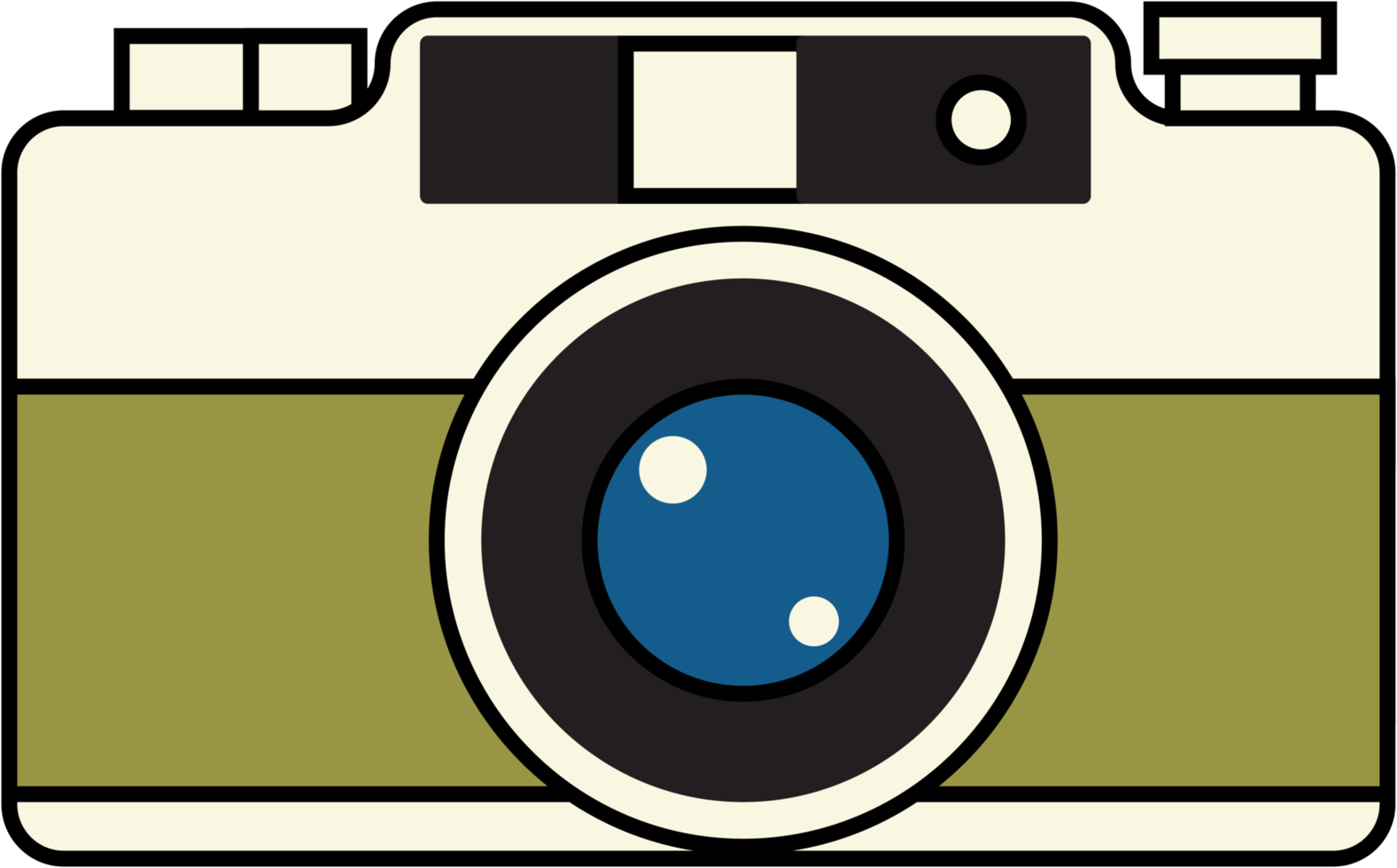 Vintage analog film camera colorful flat design. png