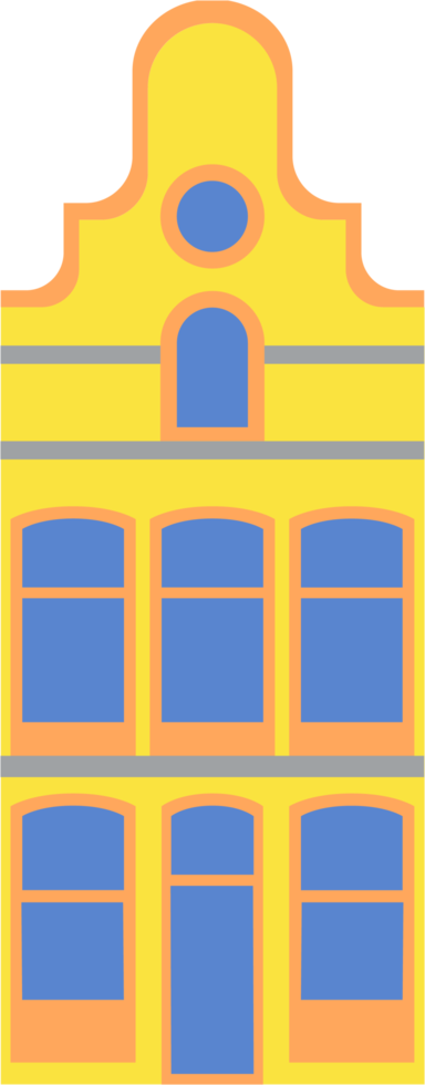Colección de casas en hileras clásicas coloridas vista en alzado frontal png