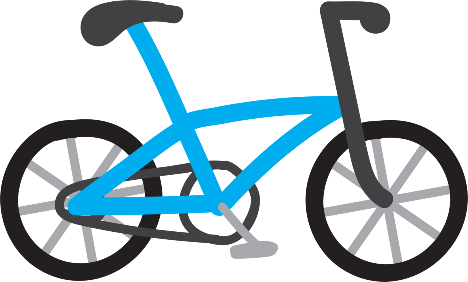 Freehand doodle drawing of a bicycle. png