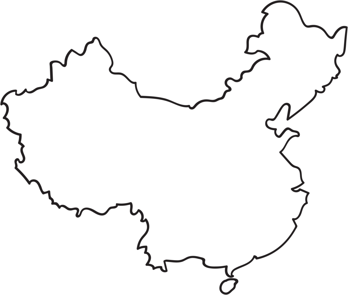 Doodle freehand outline sketch of China map. png