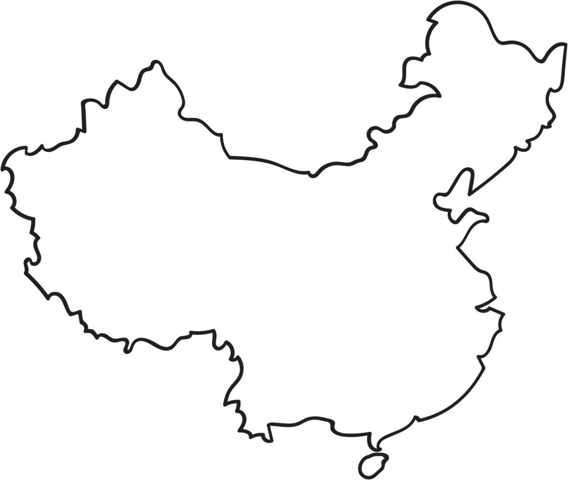 doodle croquis à main levée de la carte de la chine. png