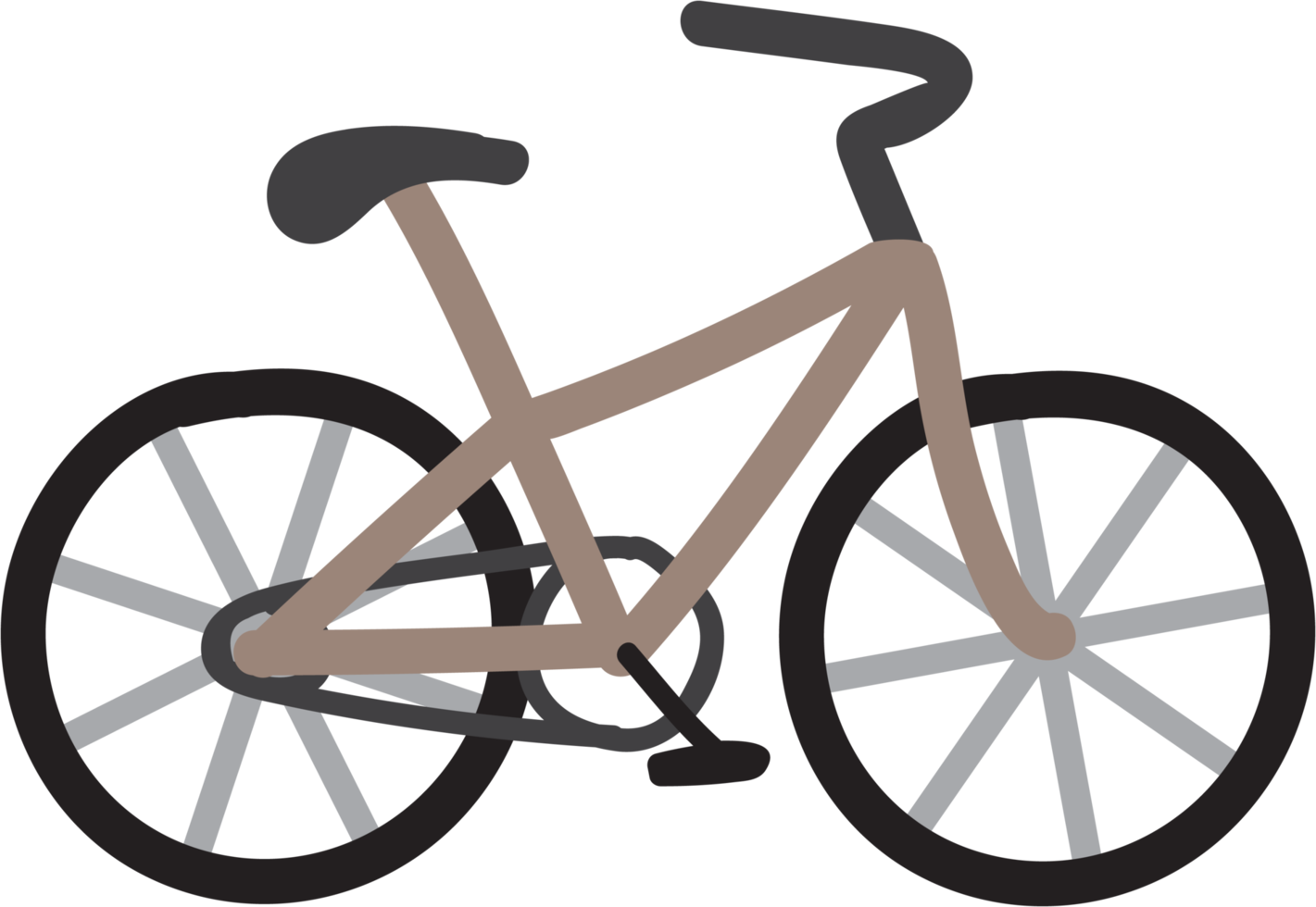 Freehand doodle drawing of a bicycle. png