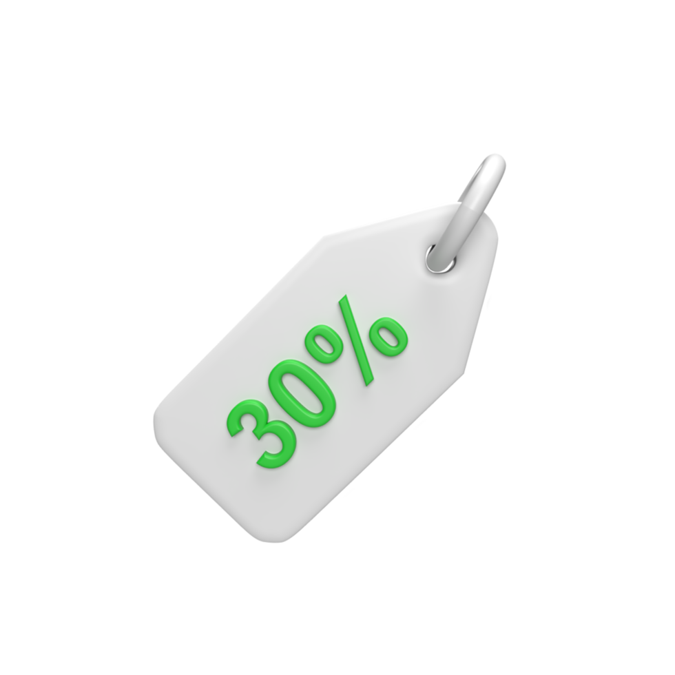 3D Tag discount. Rendered object illustration png