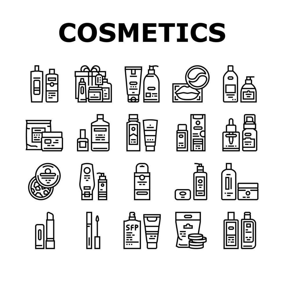 paquete de cosméticos iconos de productos de belleza establecer vector