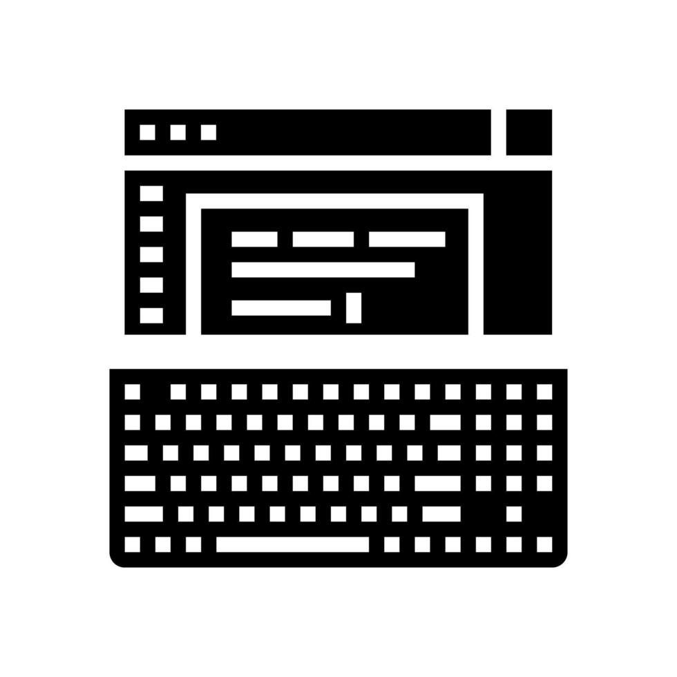 máquina de escribir ocupación glifo icono vector ilustración