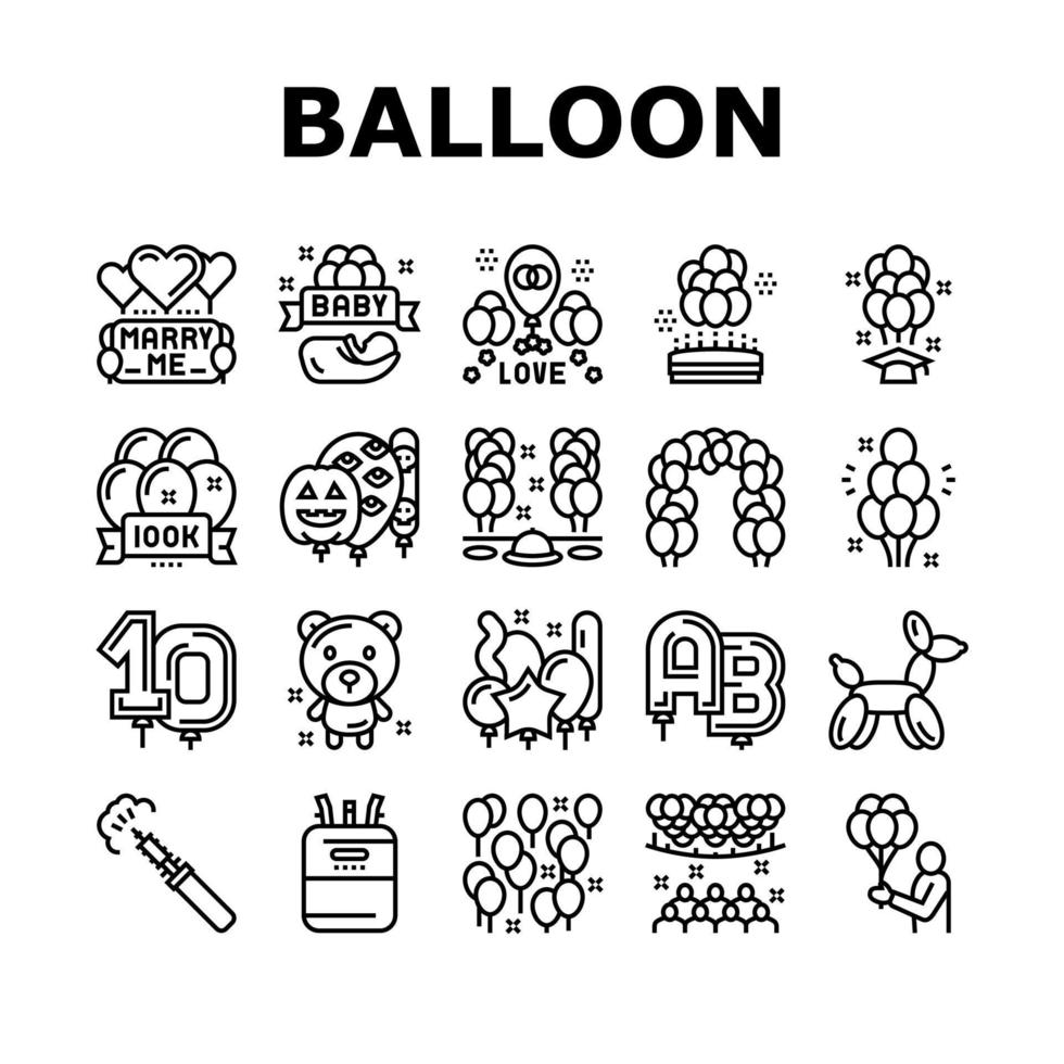 Balloon Decoration Collection Icons Set Vector