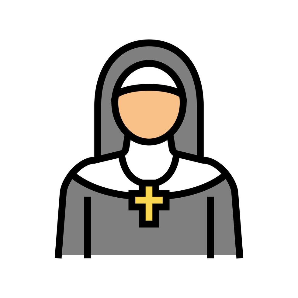 nun christianity color icon vector illustration