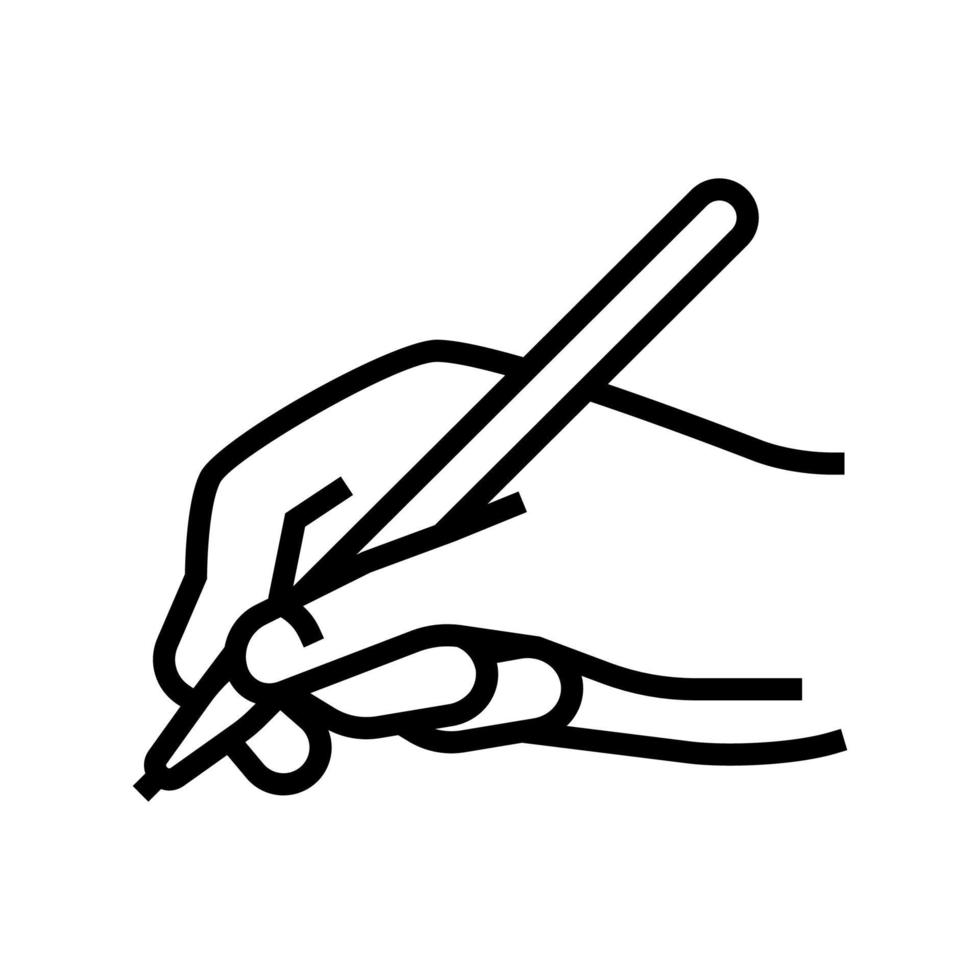 escritura mano sostenga pluma línea icono vector ilustración