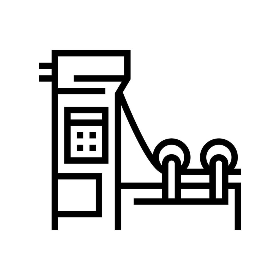 ilustración de vector de icono de línea de máquina de producción de papel