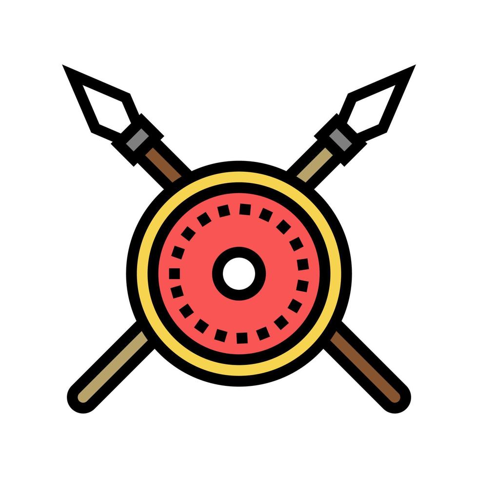 shield and spears ancient rome color icon vector illustration