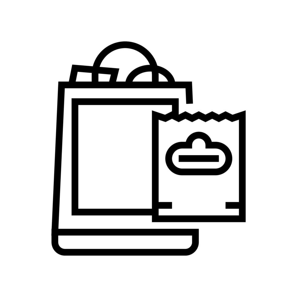 package with purchases line icon vector illustration