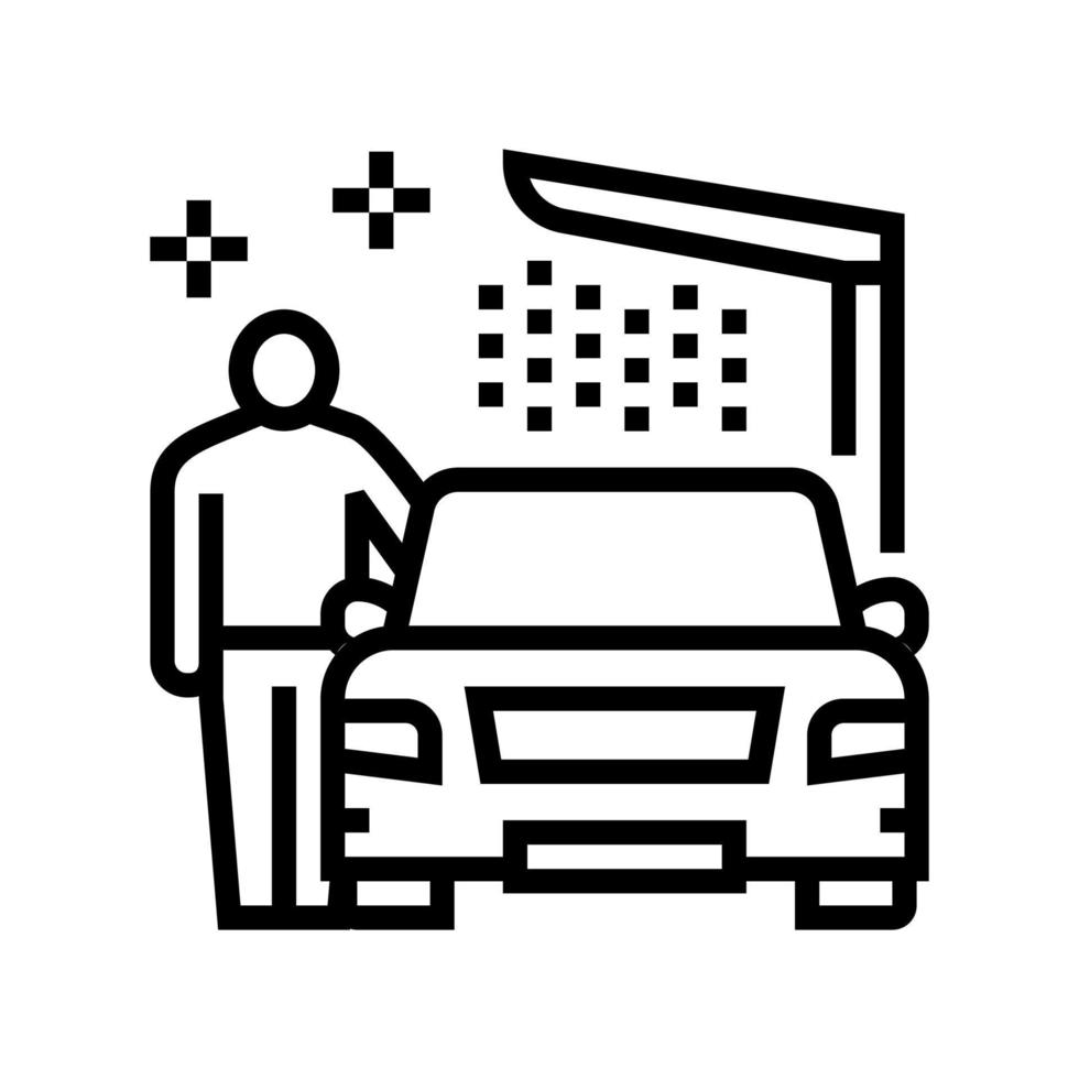 ilustración de vector de icono de línea de servicio de lavado de coches de equipo