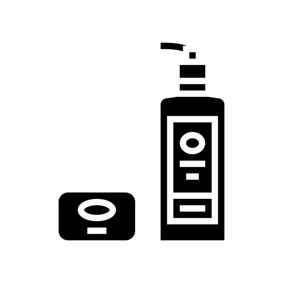 ilustración de vector de icono de glifo de embalaje de jabón y limpiador de manos