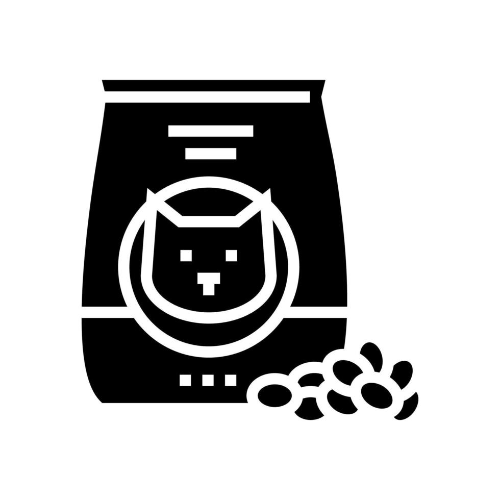 ilustración de vector de icono de glifo de comida seca de gato