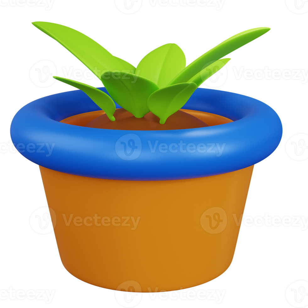 3d rendering yellow flower pot isolated png