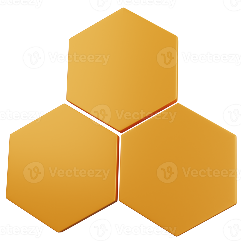 3d rendering tre esagoni isolati png