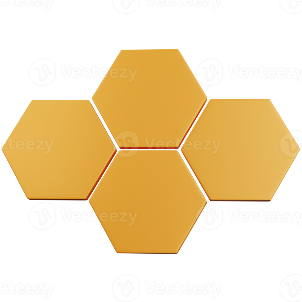 rendu 3d quatre hexagones isolés png