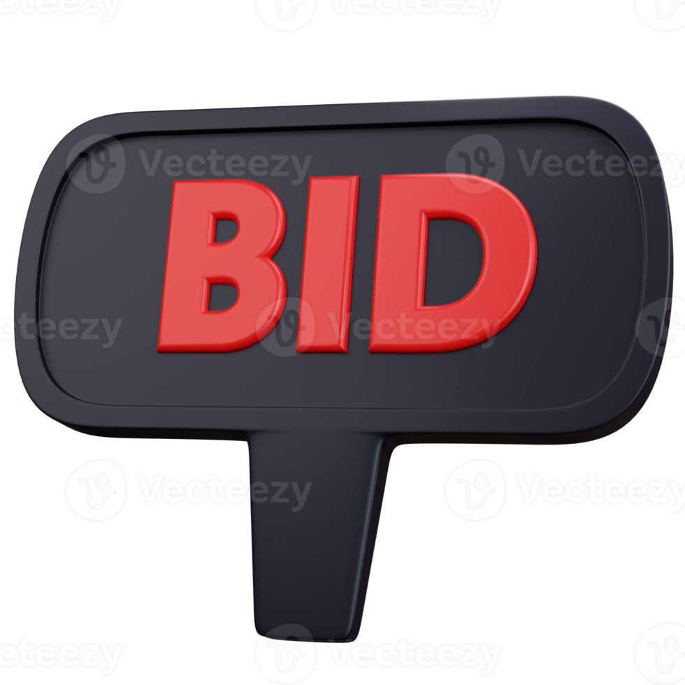 3d rendering black board bid isolated png