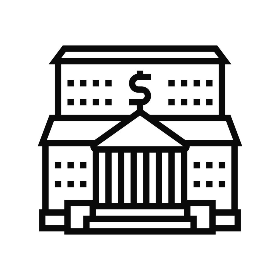 bank financial building line icon vector illustration