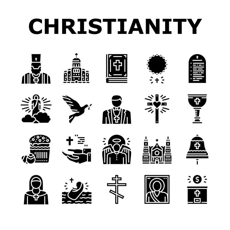 Christianity Religion Church Icons Set Vector