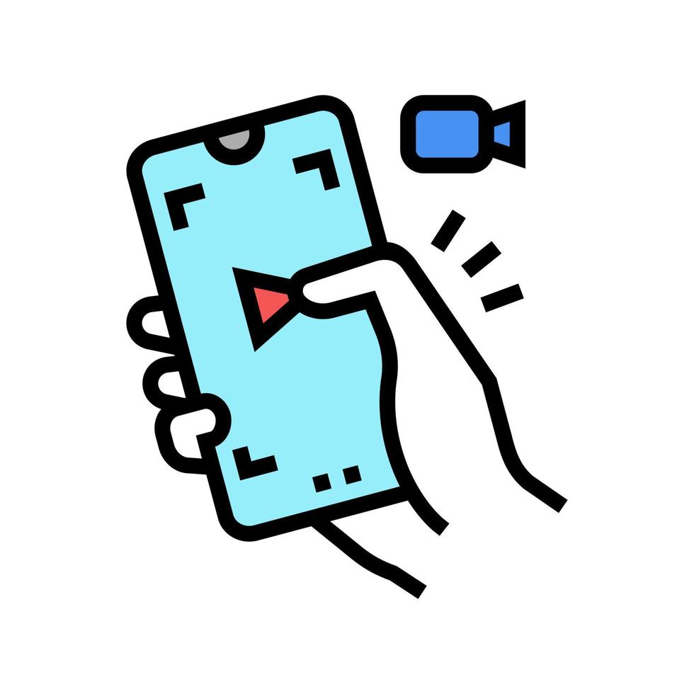 mobile video color icon vector illustration
