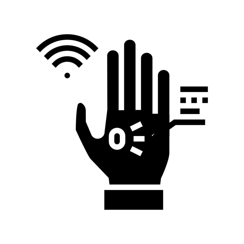 chip rfid in palm glyph icon vector illustration