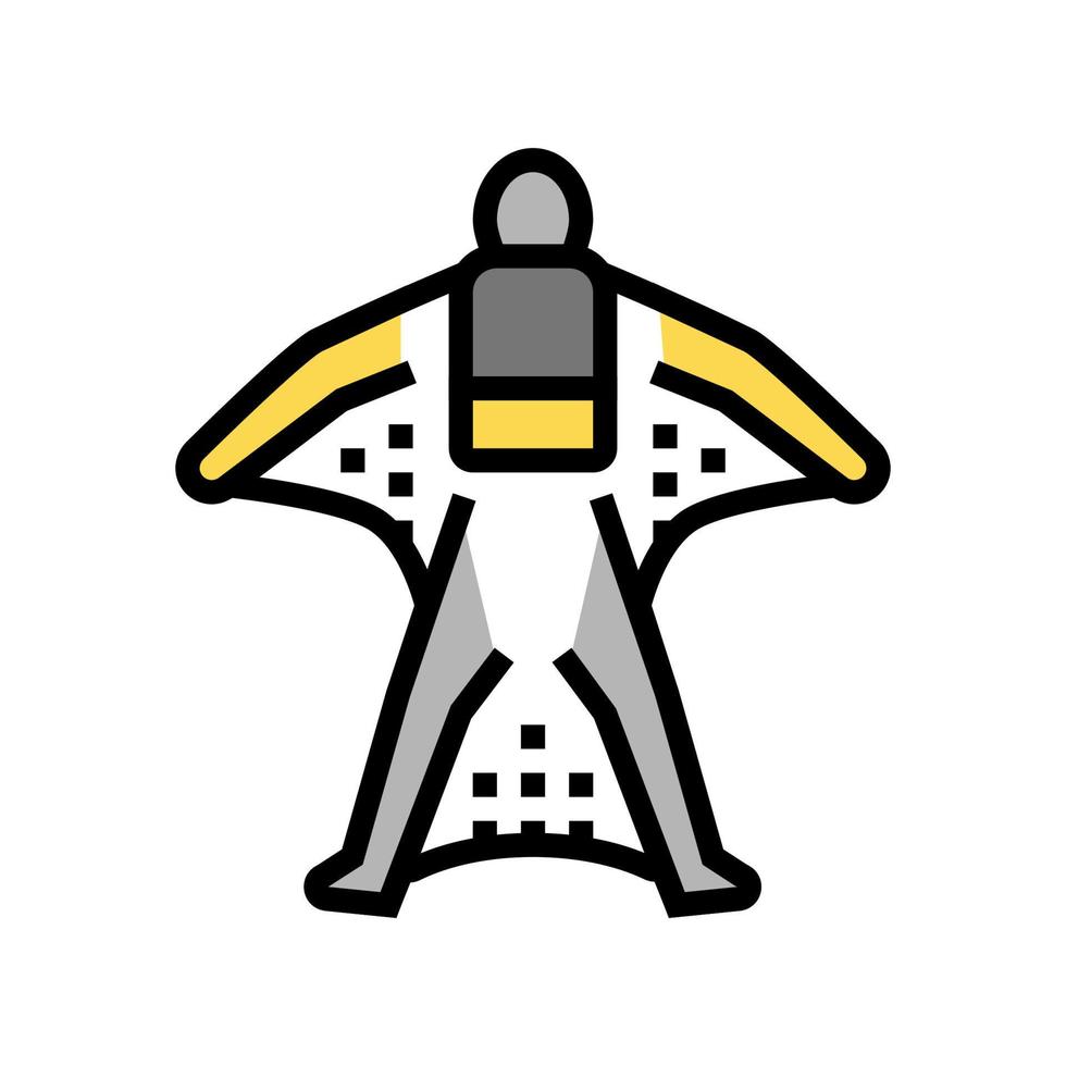wingsuit vuelo deporte extremo hombre color icono vector ilustración