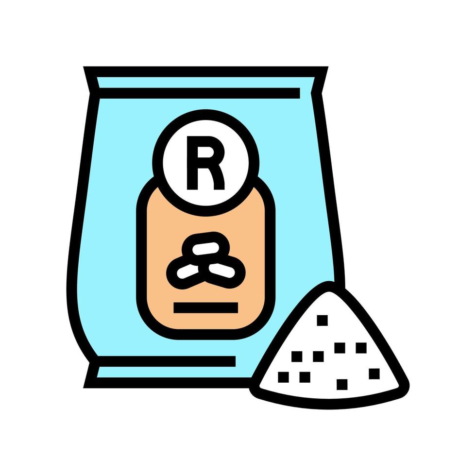 ilustración de vector de icono de color de paquete de harina de arroz