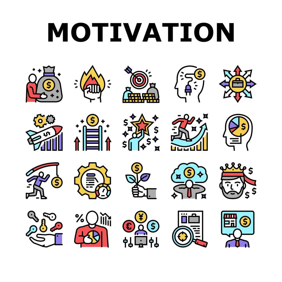 conjunto de iconos de colección de motivación empresarial vector