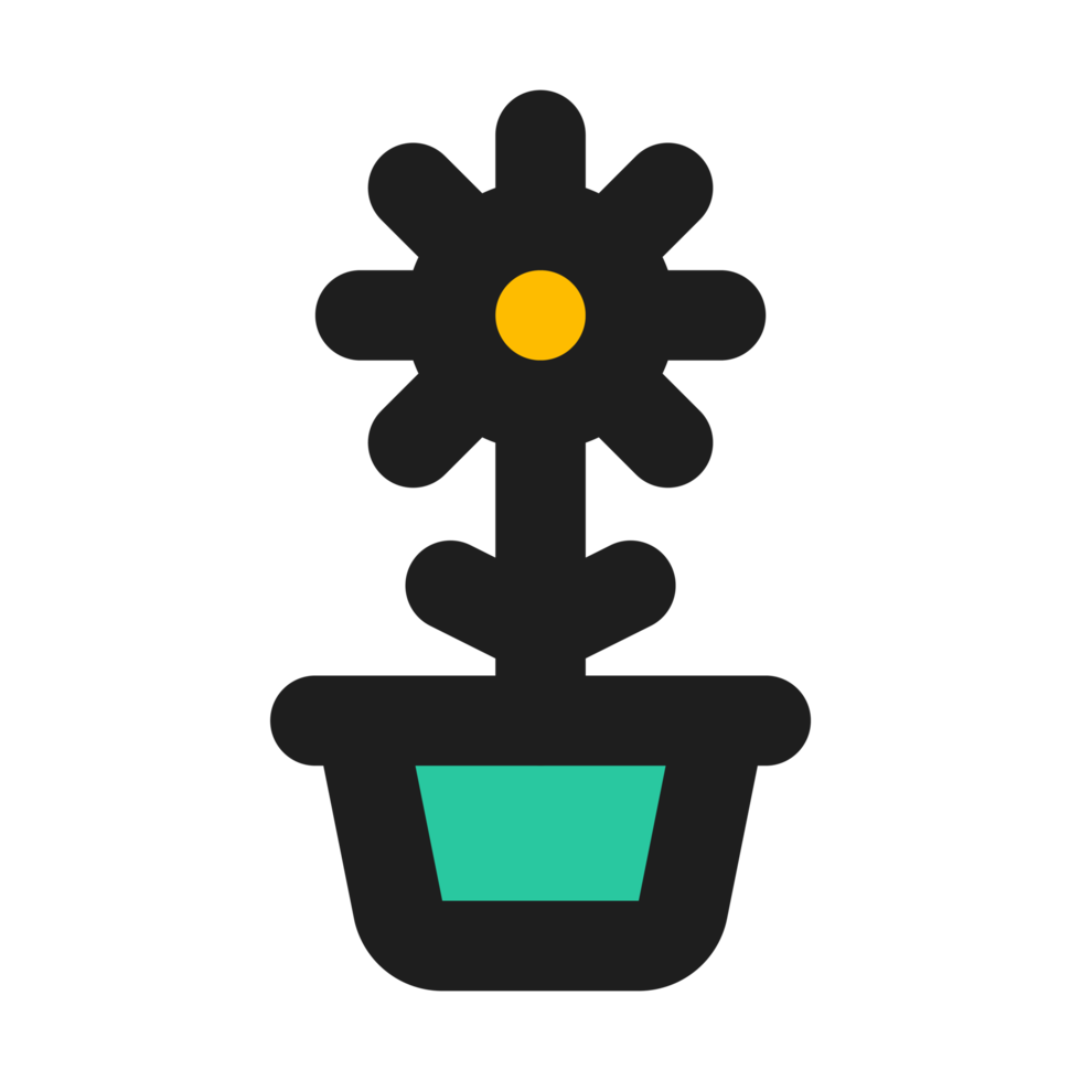 Flower flat color outline icon png