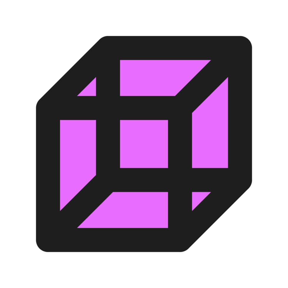 icono de contorno de color plano de cubo png