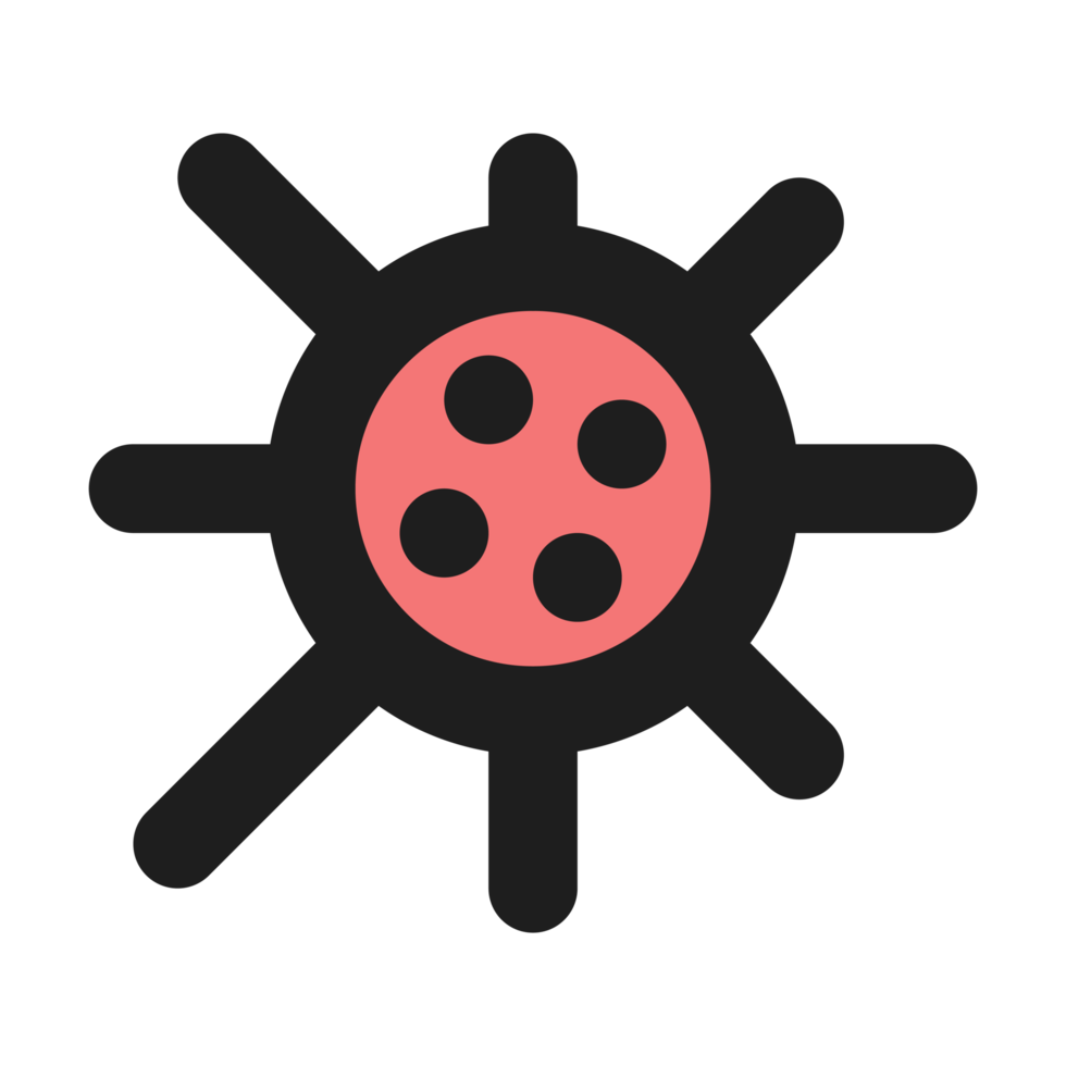 Virus flat color outline icon png