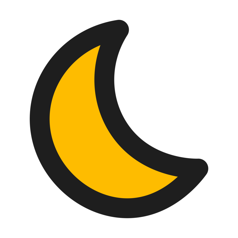 Moon flat color outline icon png