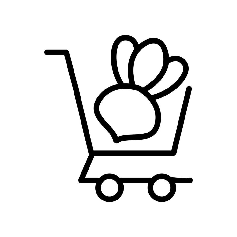 turnip in shop cart icon vector outline illustration