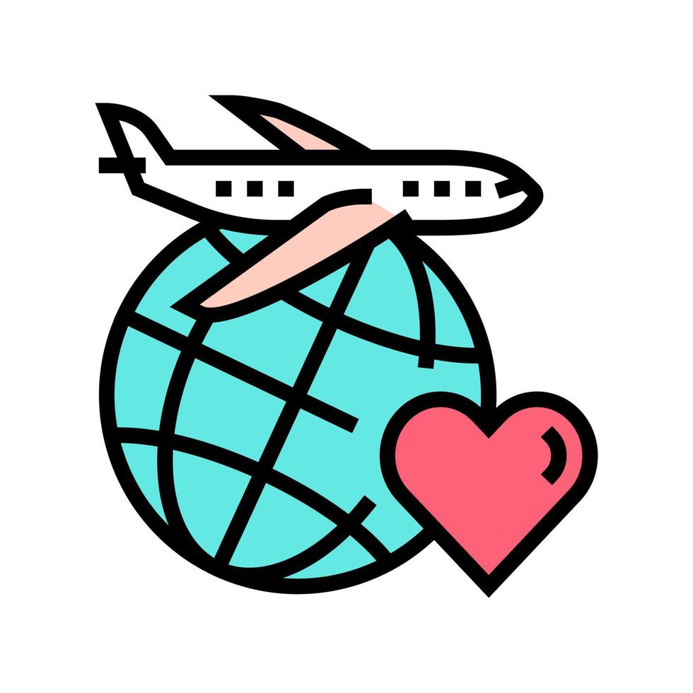 amor por viajar icono de color ilustración vectorial vector