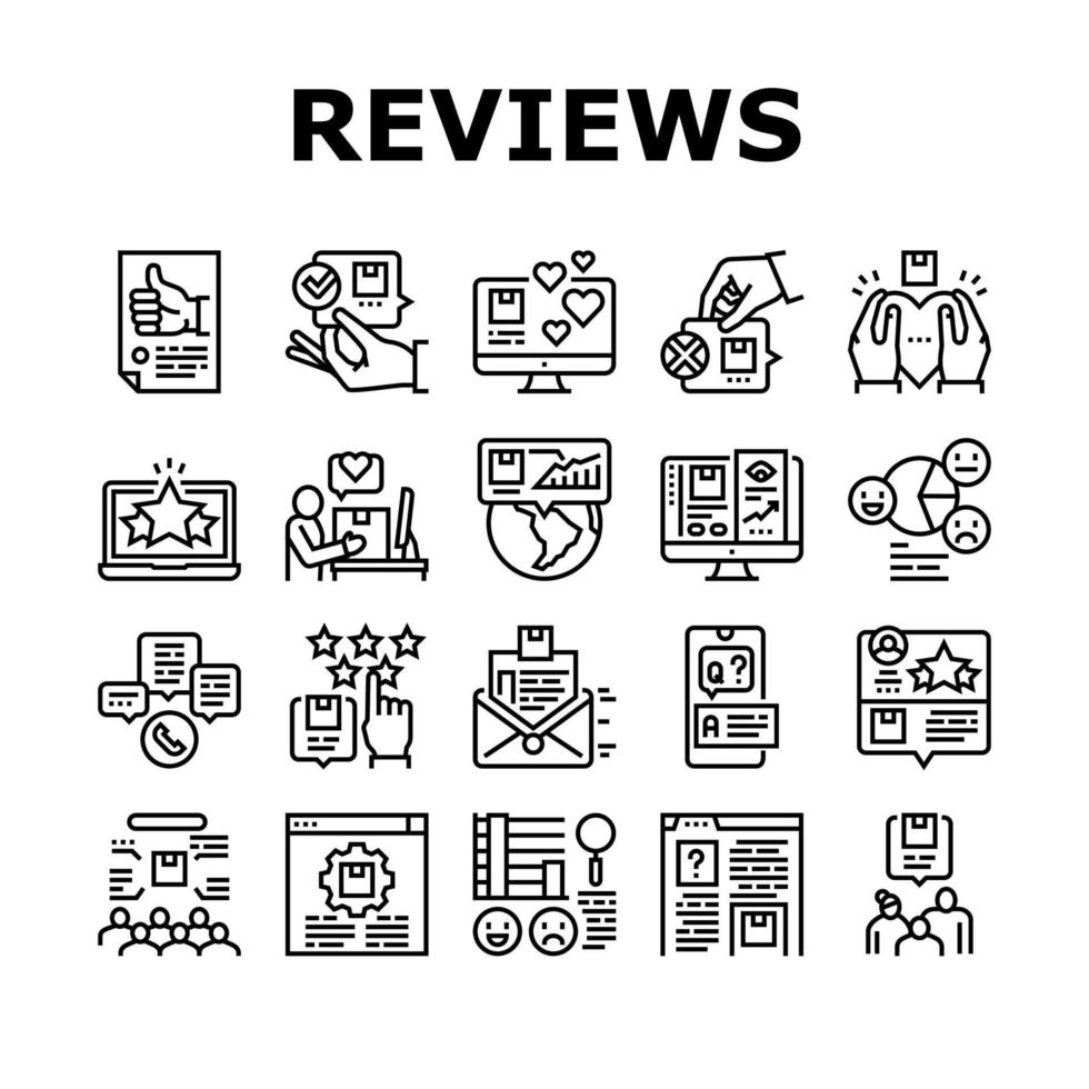 Reviews Of Customer Collection Icons Set Vector