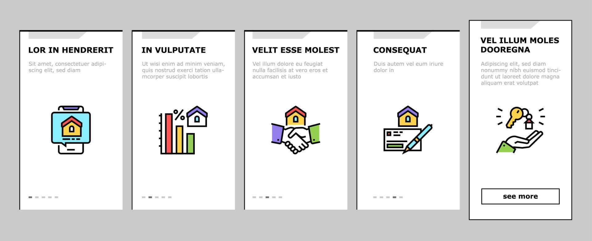 Mortgage Real Estate Onboarding Icons Set Vector