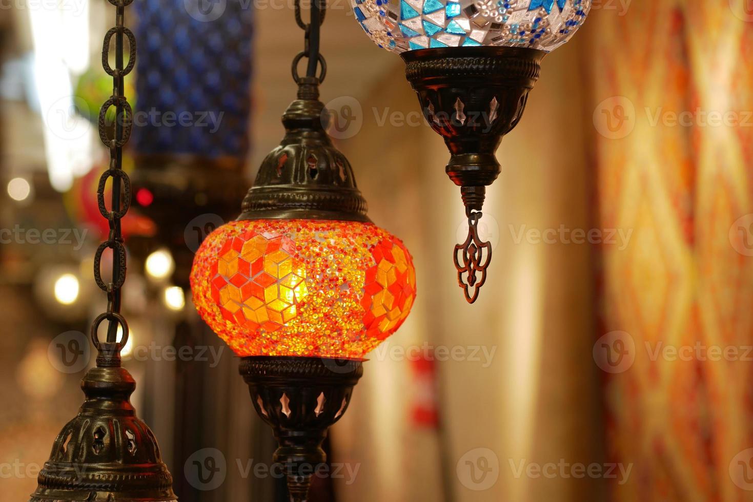 glowing lantern lamp in a row photo