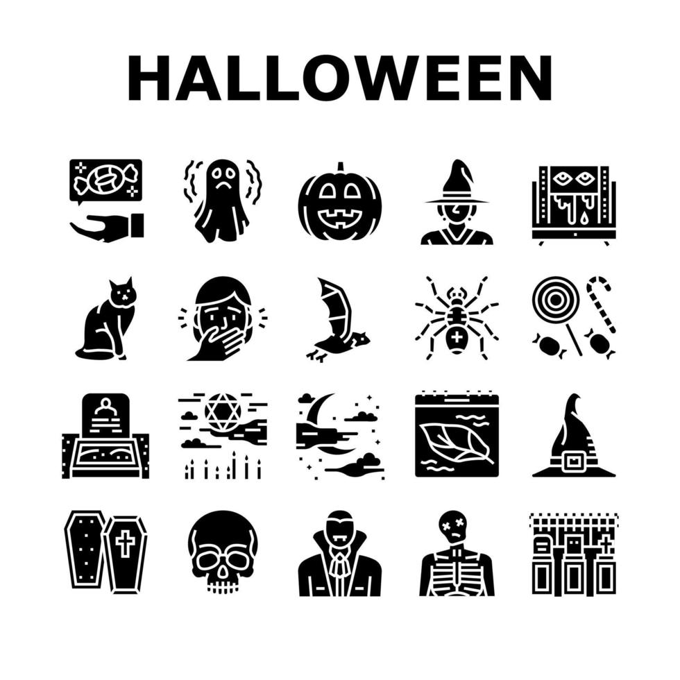 Halloween Autumn Season Holiday Icons Set Vector