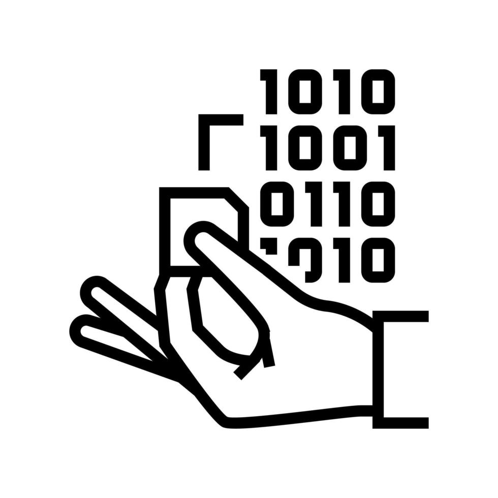 programming rfid chip line icon vector illustration