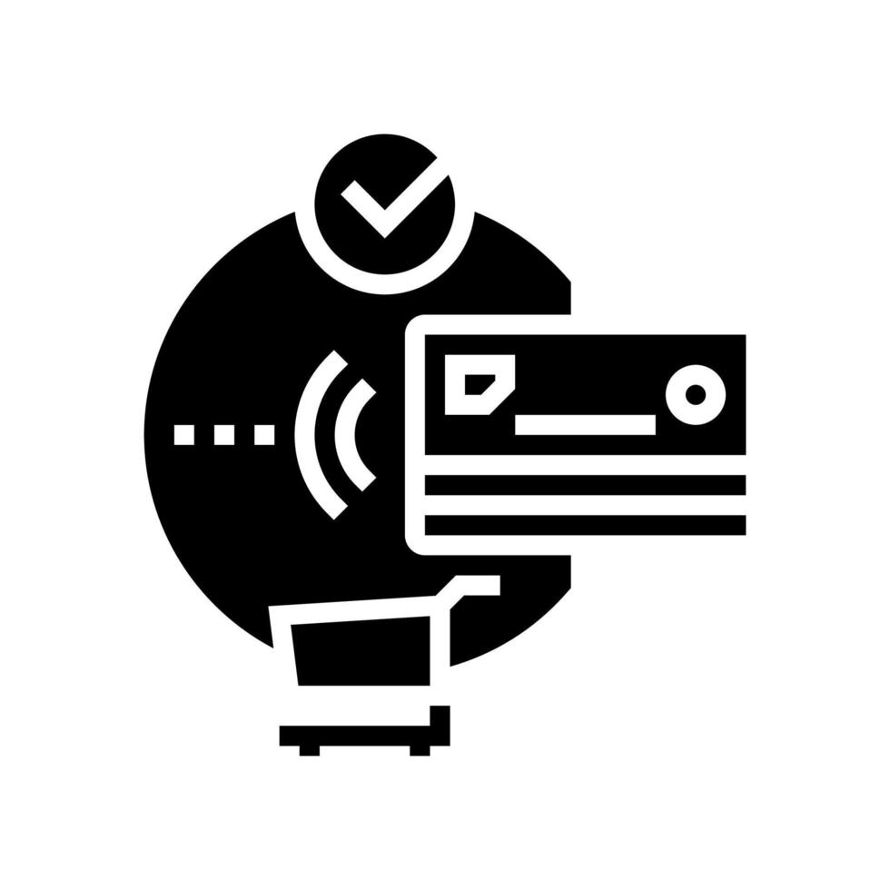 contactless payment with credit card glyph icon vector illustration