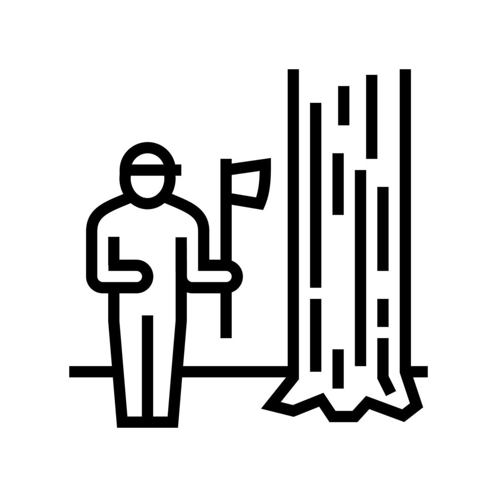 lumberjack chopping wood line icon vector illustration