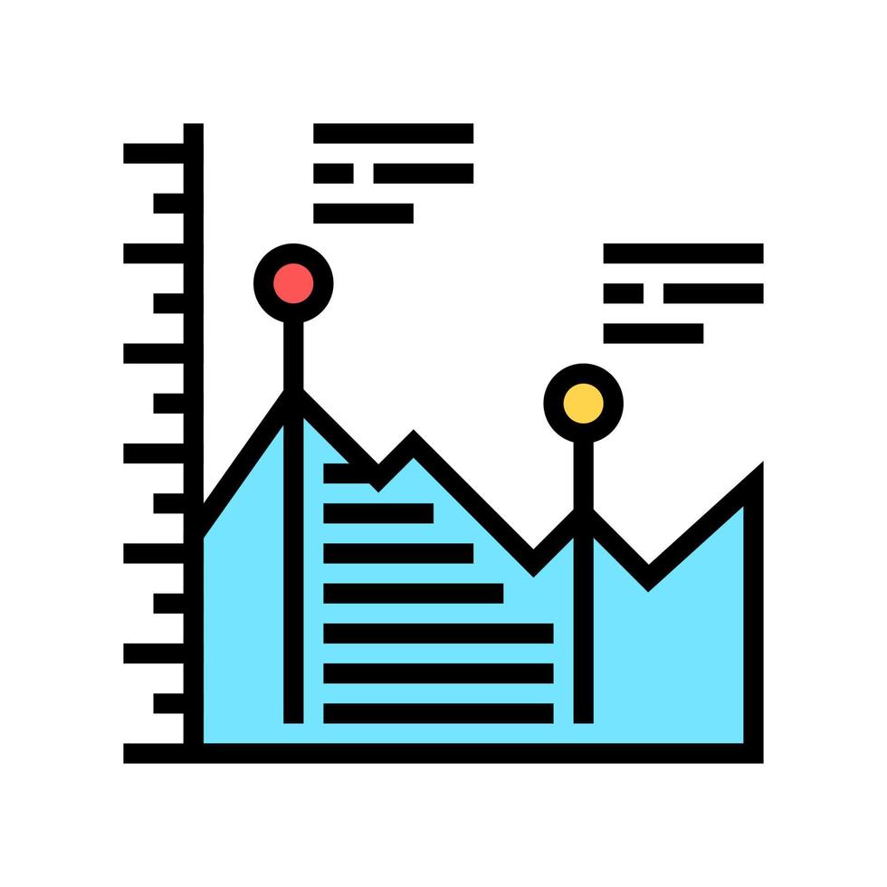 análisis de la ilustración de vector de icono de color infográfico