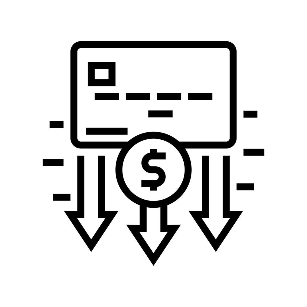 withdrawal of funds card line icon vector illustration