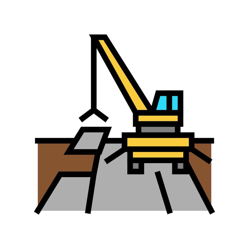 crane road construction color icon vector illustration