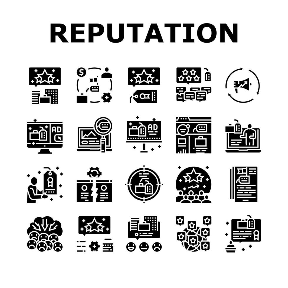 Reputation Management Collection Icons Set Vector