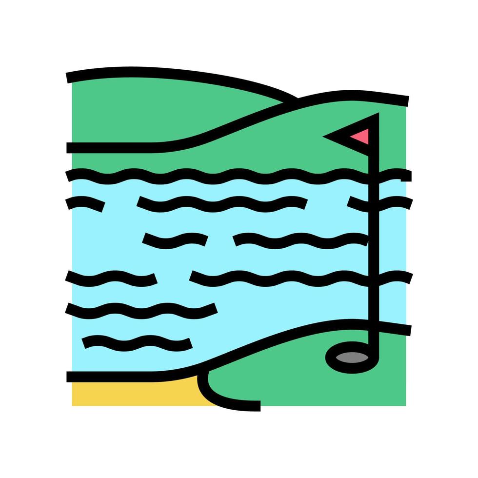 lago y campo campo de golf icono de color ilustración vectorial vector