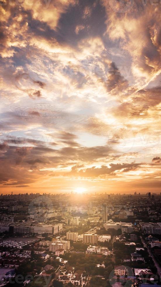 Evening cloudscape in city, Colorful sunset photo