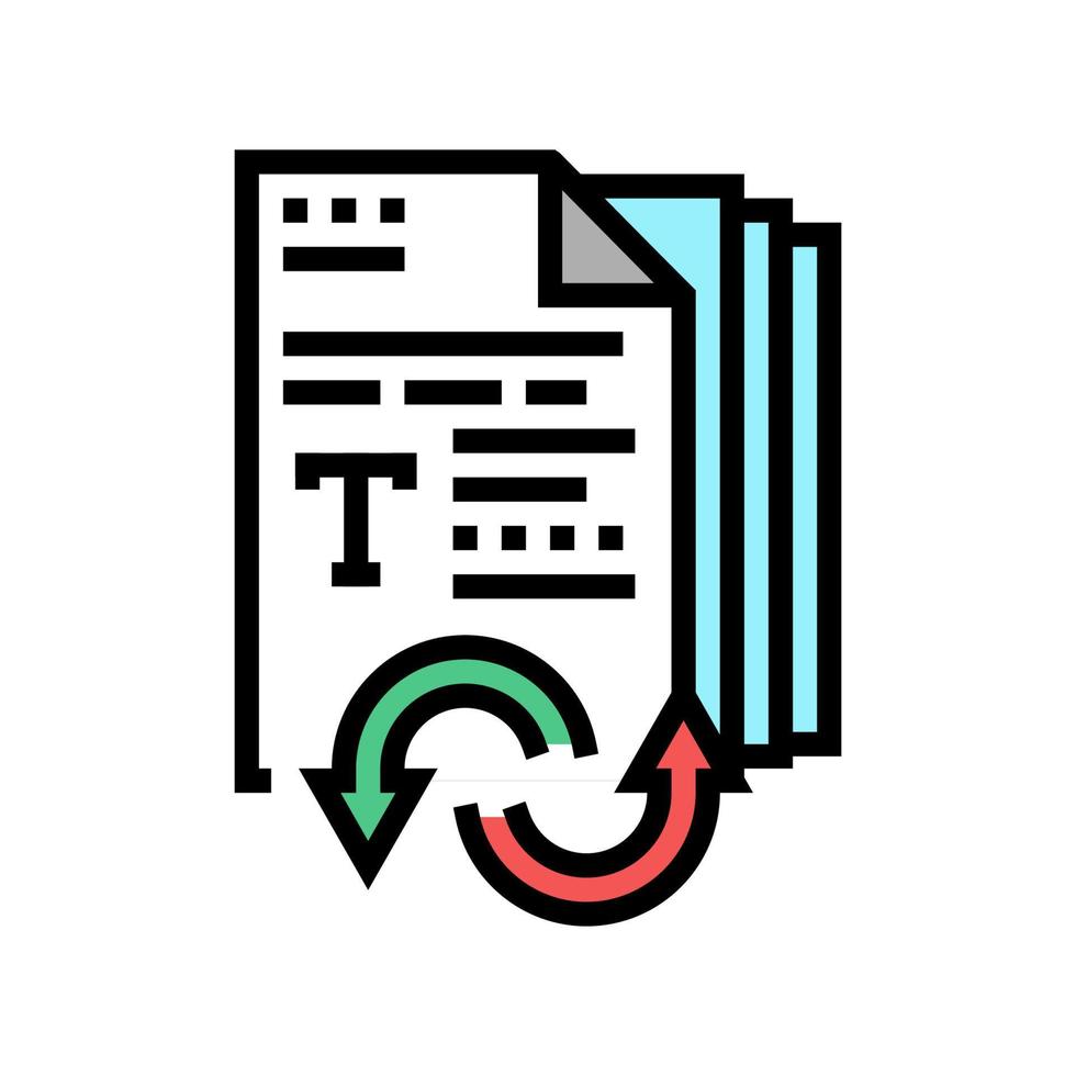 Ilustración de vector de icono de color de convertidor de texto y fuentes